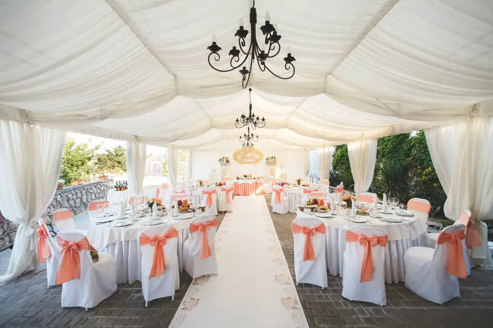 Chandeliers in Wedding Tents Outdoor Wedding