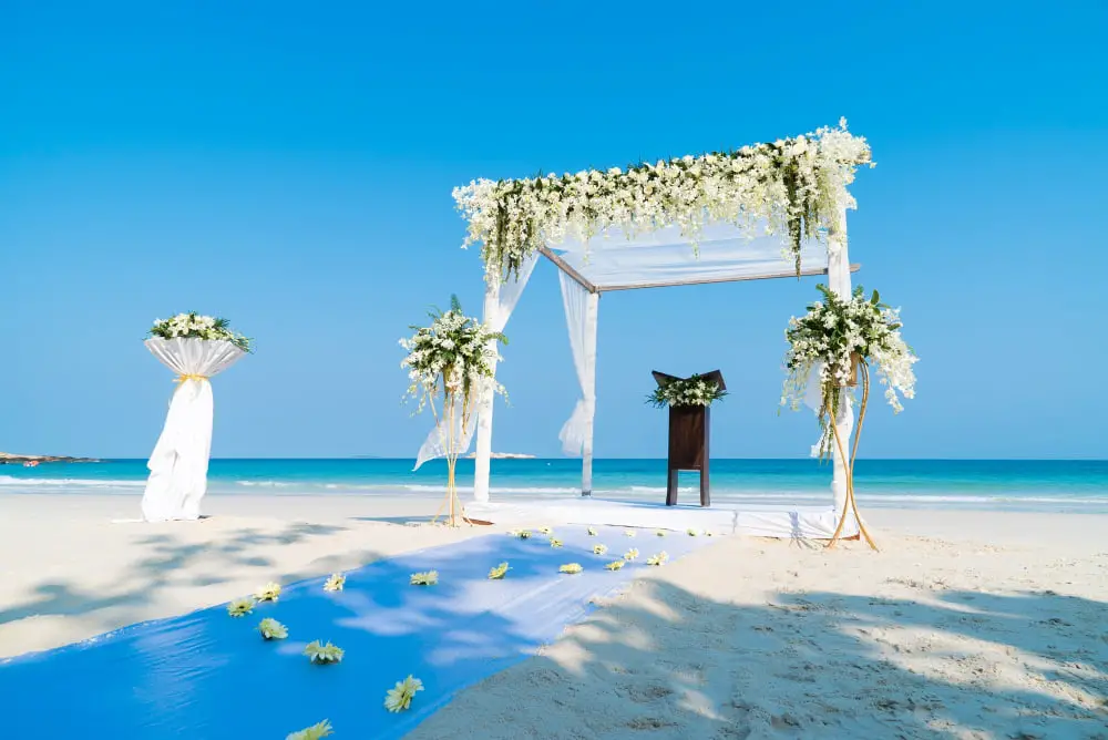 Floating Fabric Runner for Beach Wedding