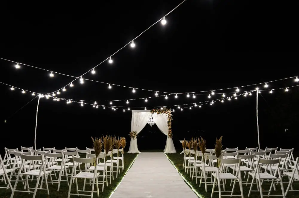 Lighted Tulle Aisle Runner Outdoor Wedding