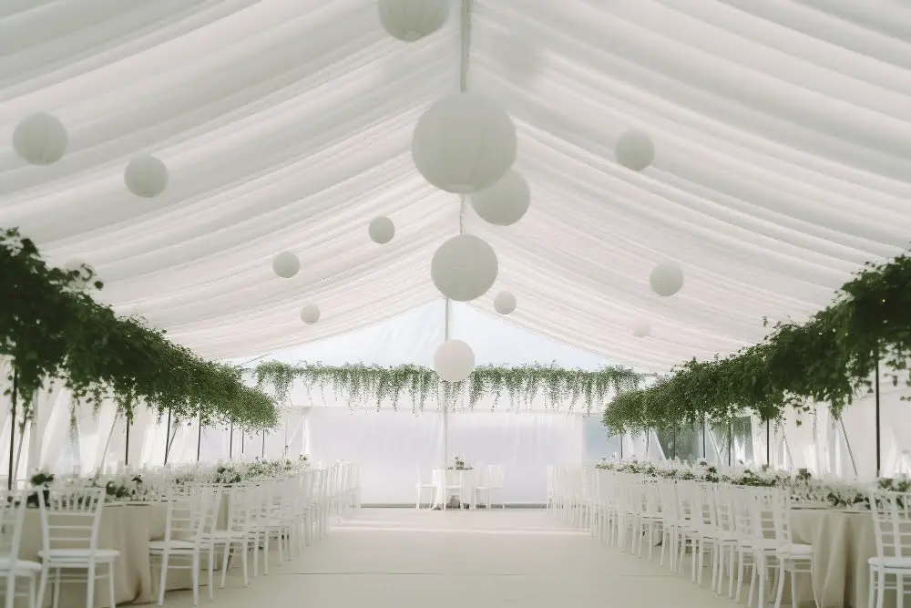 Paper Lanterns Tent Outdoor Wedding 