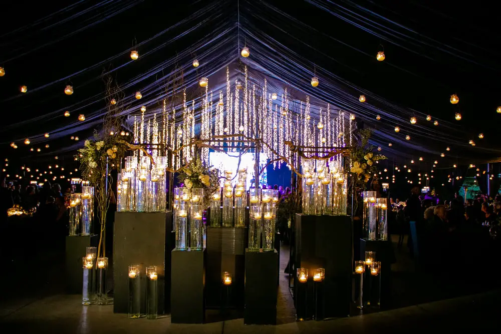 Warm Lighting Outdoor Tent Wedding