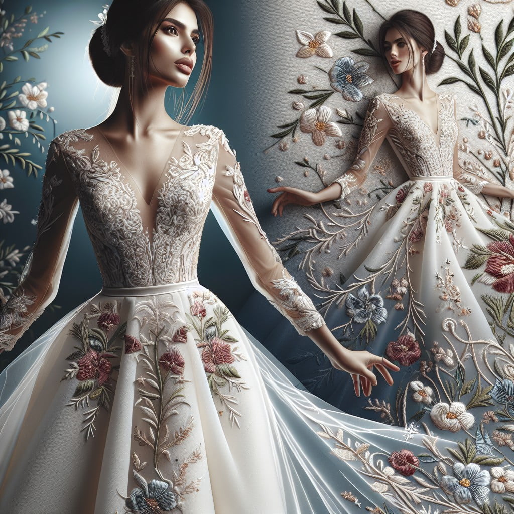 floral embroidered wedding dresses
