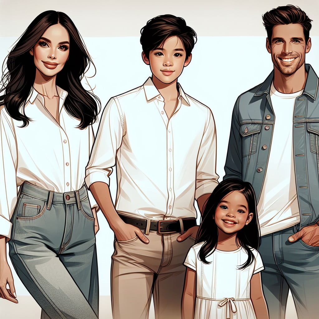 the art of coordinate denim and white for family photos