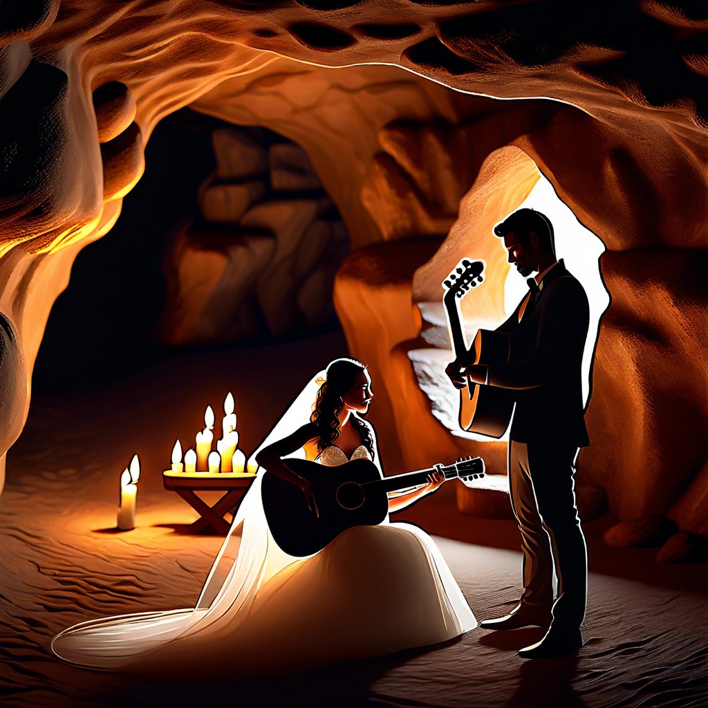 candlelit cave ceremony with live acoustic music