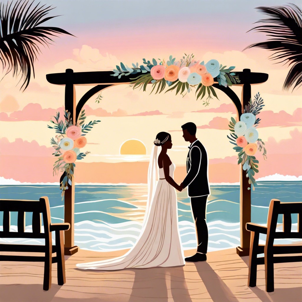 sunrise beach wedding with a casual setting