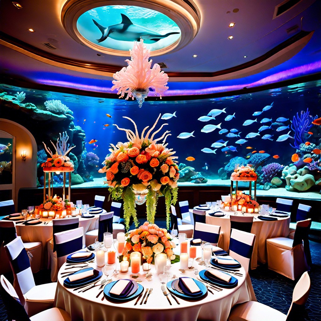 aquarium reception with undersea decor