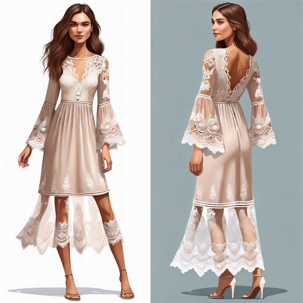 boho style lace dress with bell sleeves