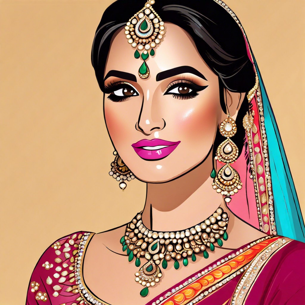 bollywood beauty bold kohl eyes heavy mascara and bright bold lips