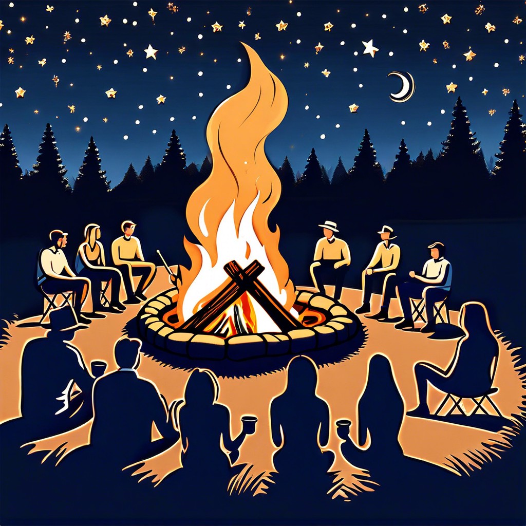 bonfire with marshmallow roasting post reception