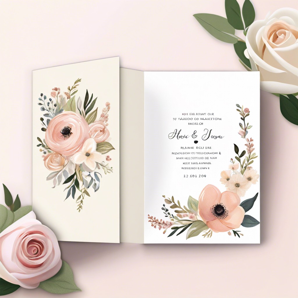 booklet style card with romantic quotes and photos