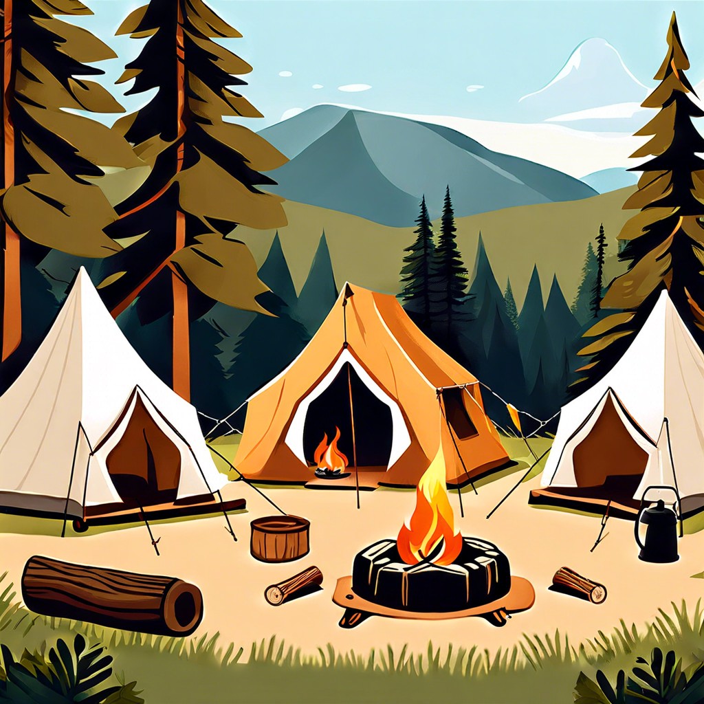 campout wedding tents campfire and a nature hike