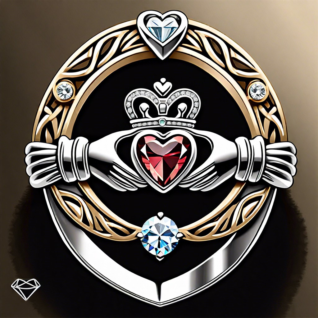 claddagh ring with a heart shaped diamond