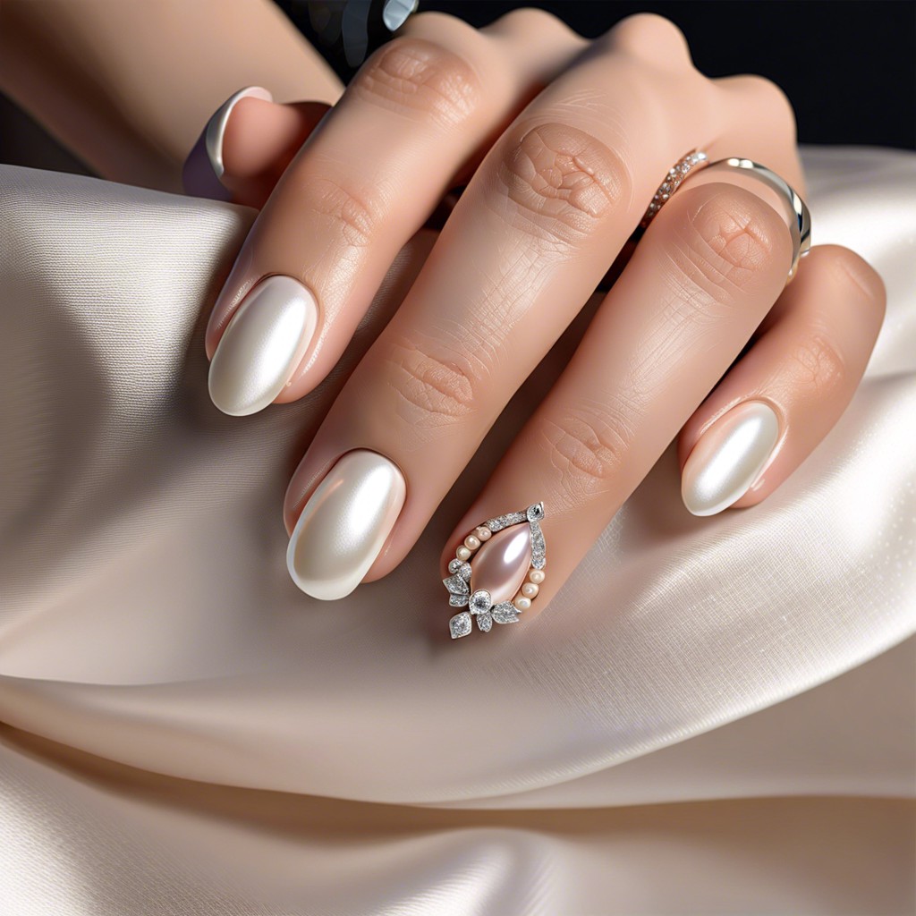 classic french manicure with a pearl finish