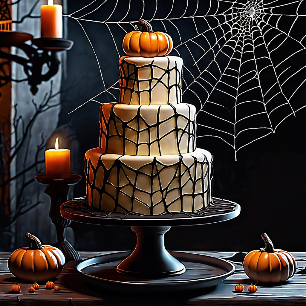 cobweb covered wedding cake