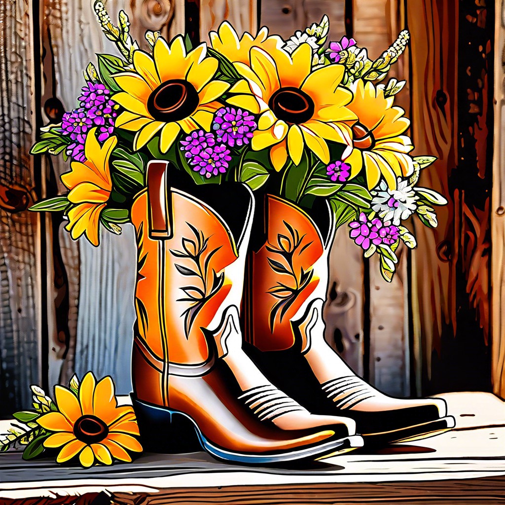 cowboy boot vases for floral arrangements