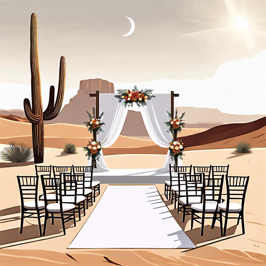 desert dream minimalist ceremony with a dramatic desert landscape