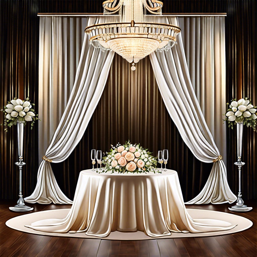 elegant sheer curtains with a chandelier centerpiece