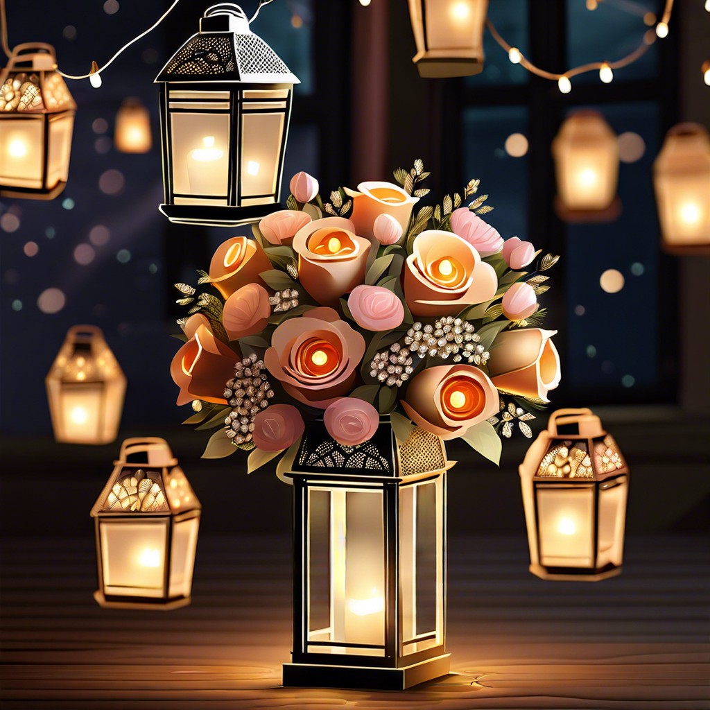 floating lantern bouquet with tiny led lights
