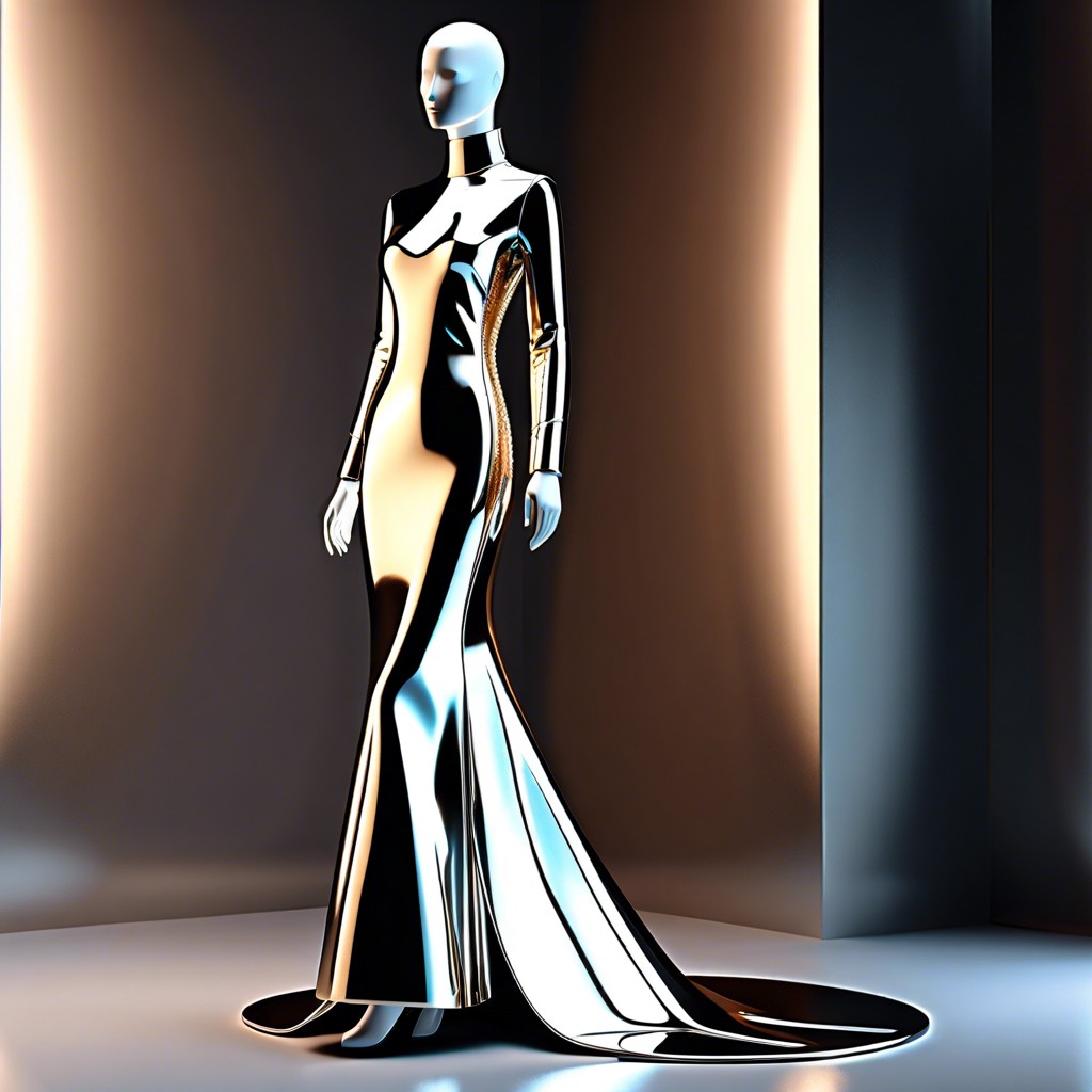futuristic metallic sheath dress