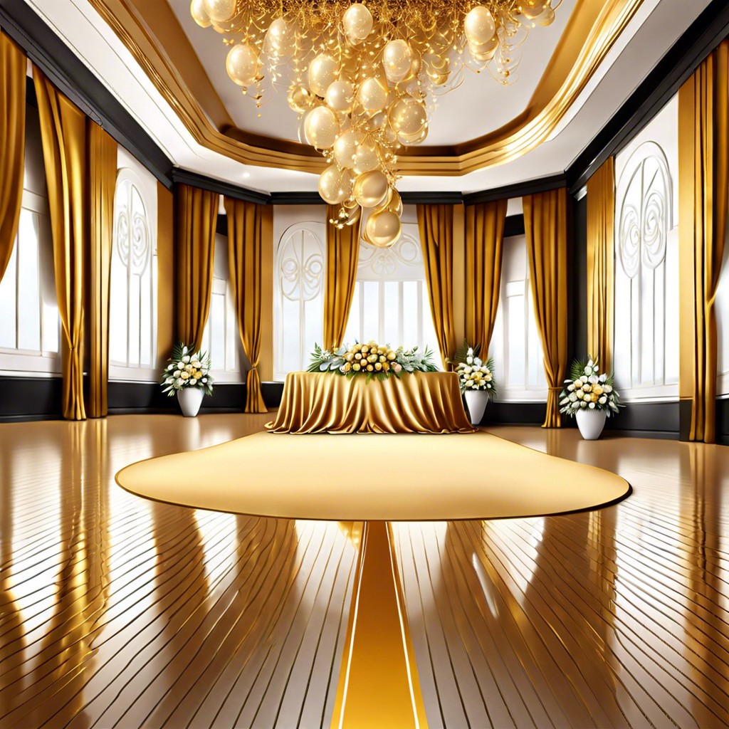 golden gala rent a grand ballroom and incorporate golden decorations