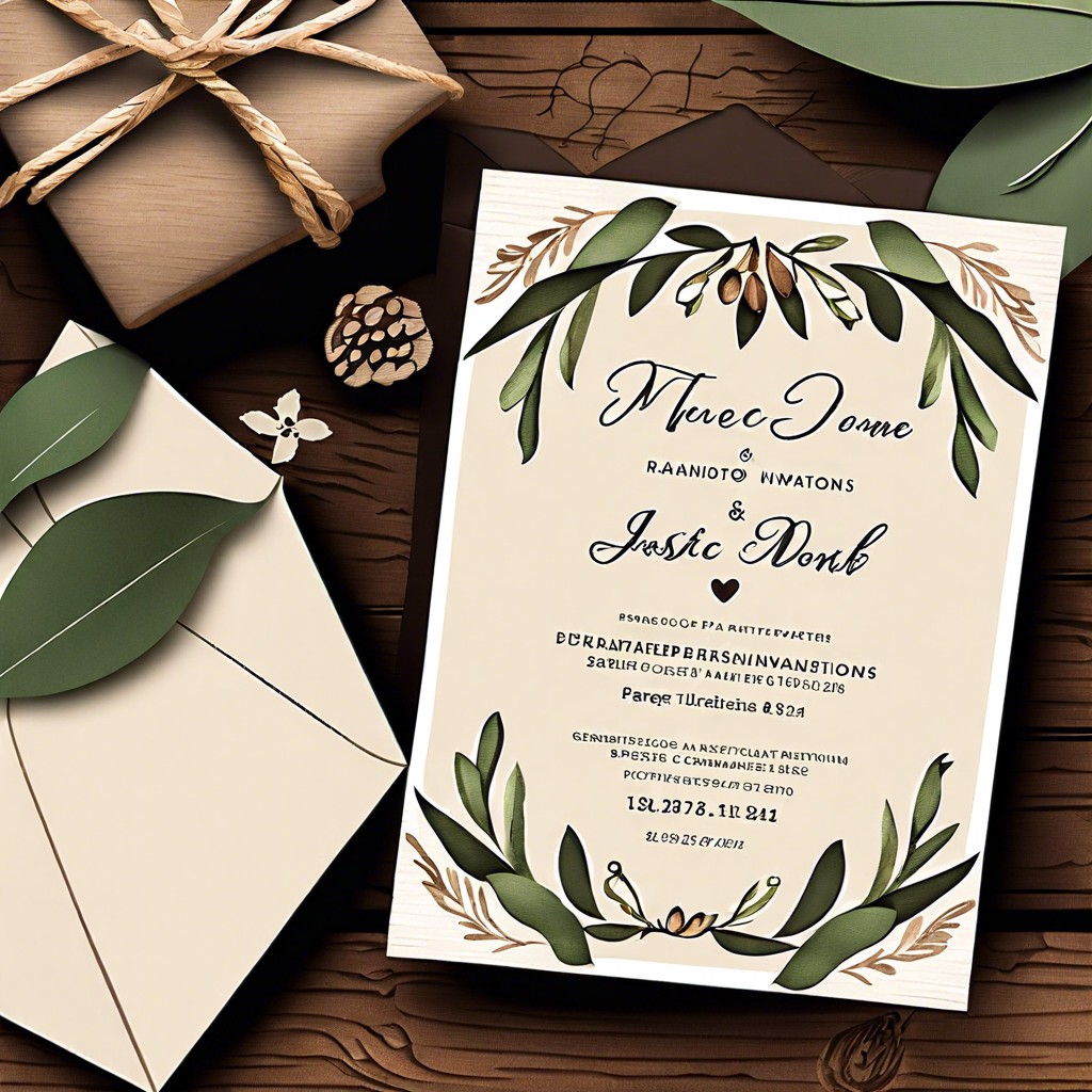 handcrafted paper invitations with rustic designs