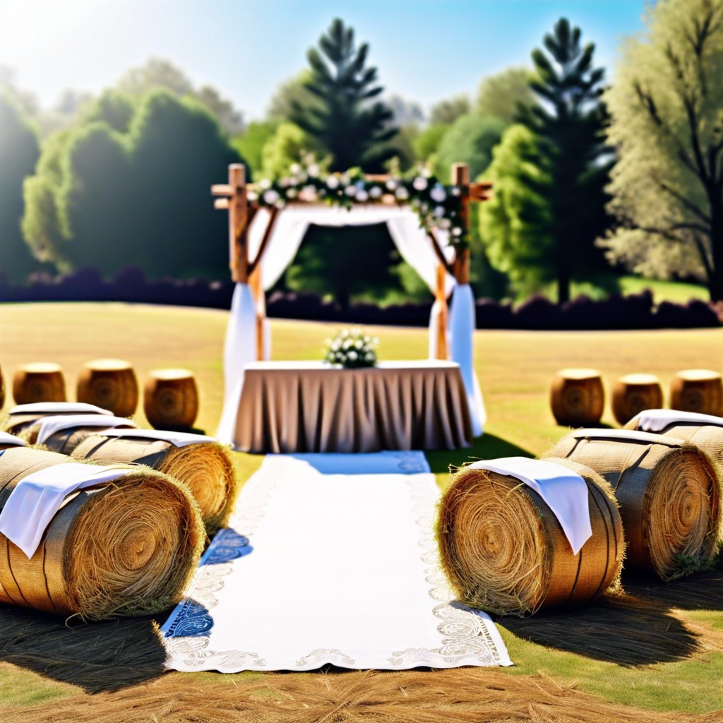 hay bale seating for ceremony and receptions