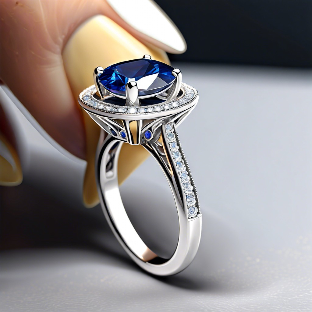 hidden halo ring with a surprise sapphire underneath