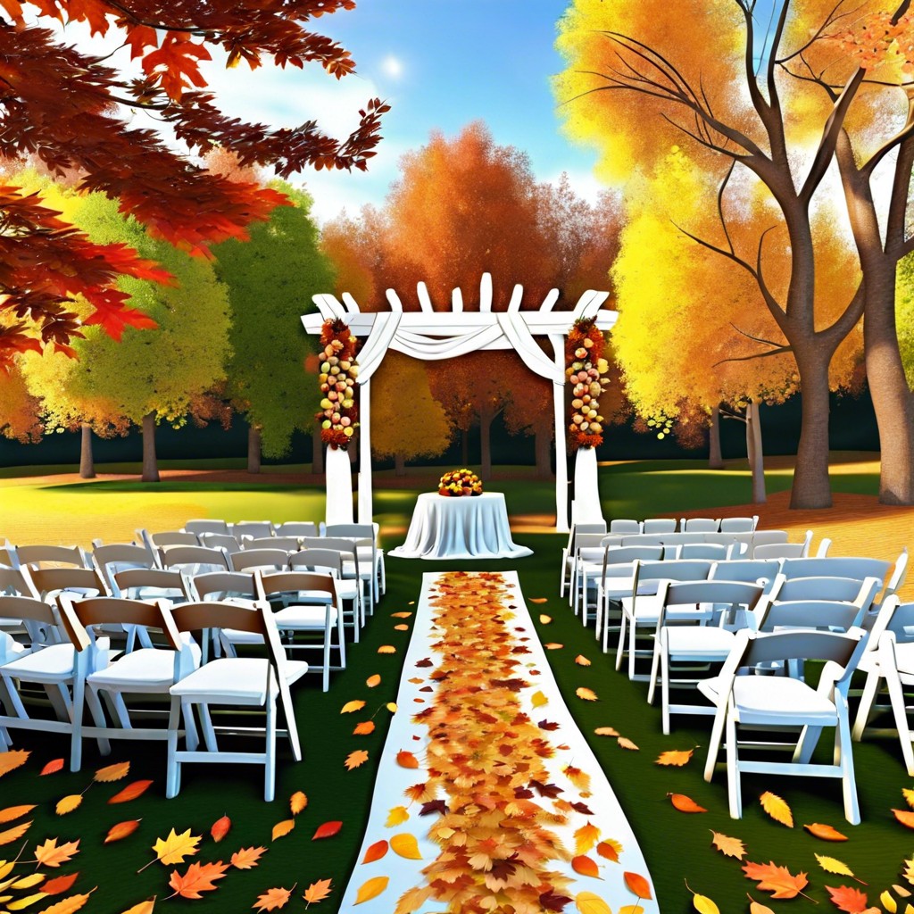 hold your wedding in a public park with beautiful autumn trees