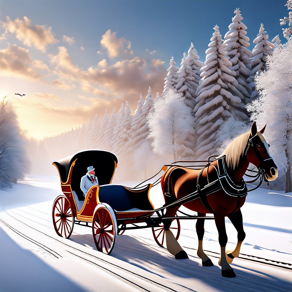 horse drawn sleigh arrival