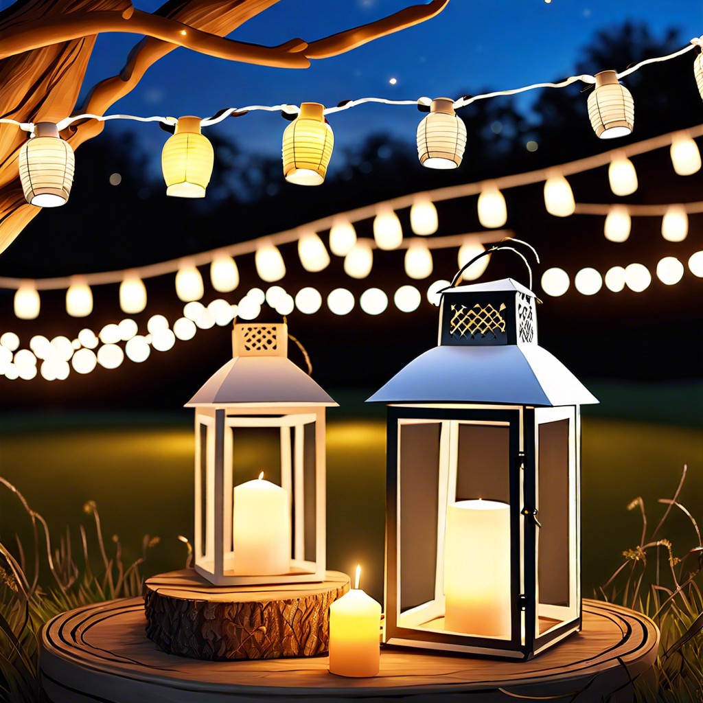 lantern and fairy light canopy for evening lighting