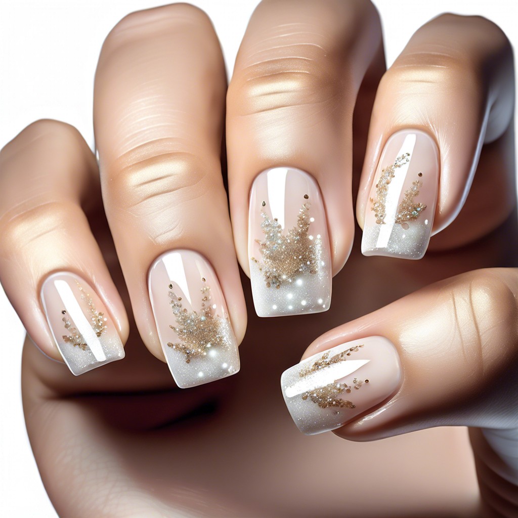milky white with a sheer glitter overlay