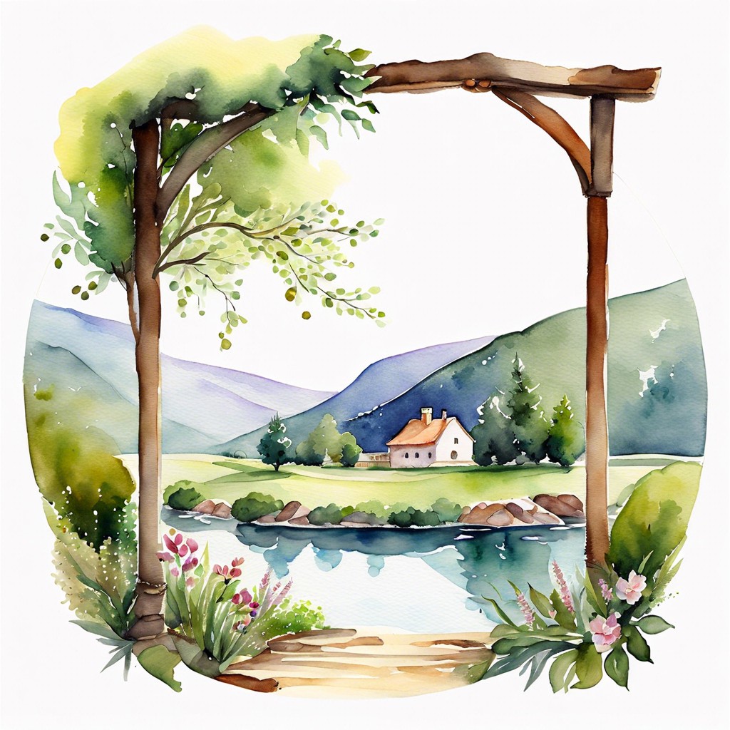 miniature watercolor paintings of landscapes significant to the couple