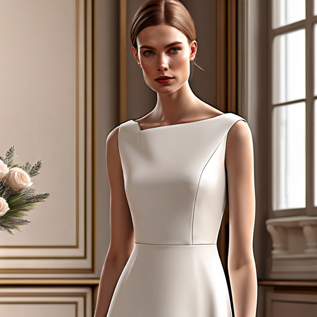 minimalist a line dress with asymmetric neckline