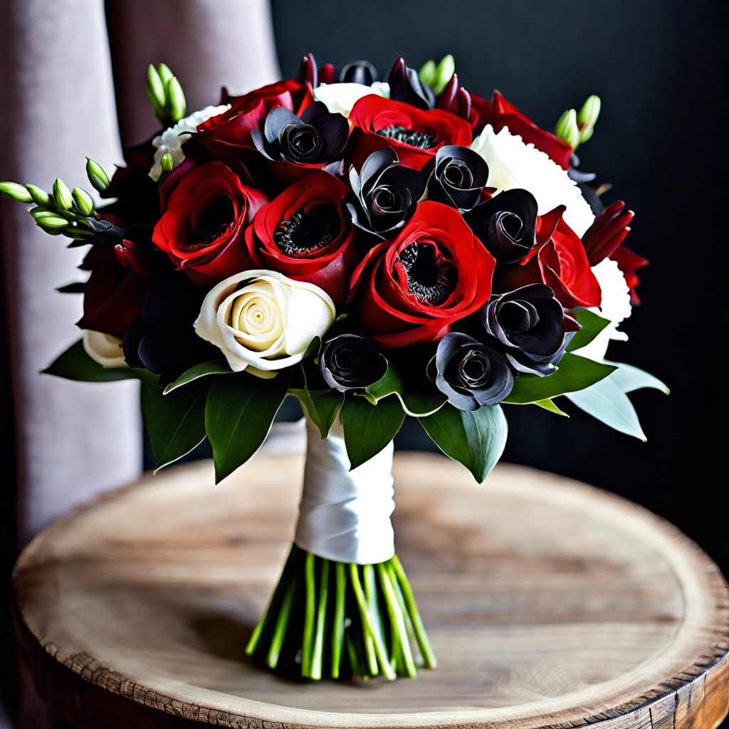 monochrome bouquet in a bold color like red or blue