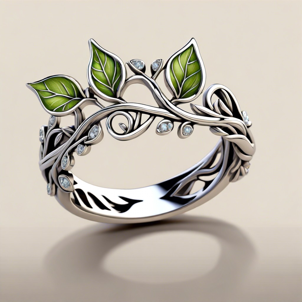 nature inspired vine band with intertwining leaves