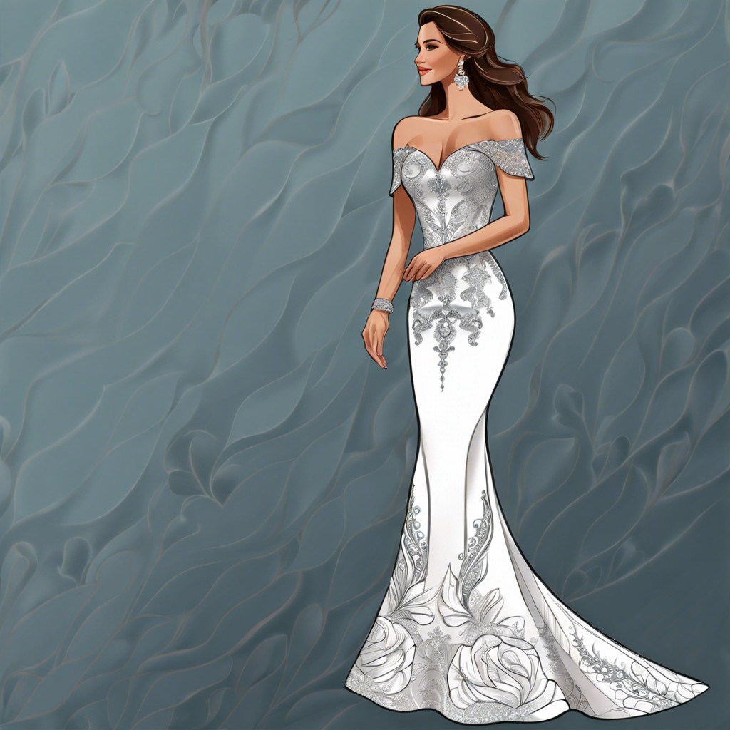 off shoulder mermaid silhouette dress