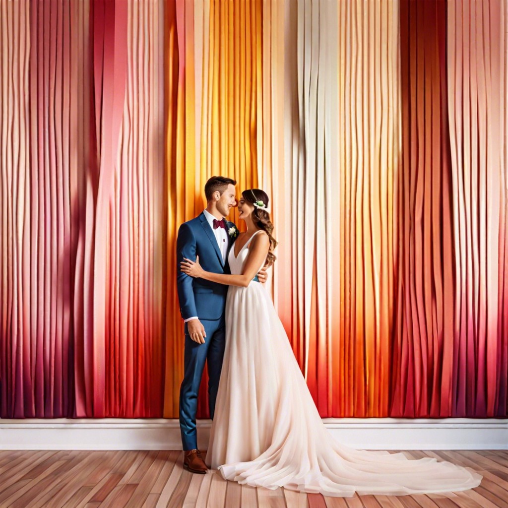 ombre ribbon wall in wedding colors