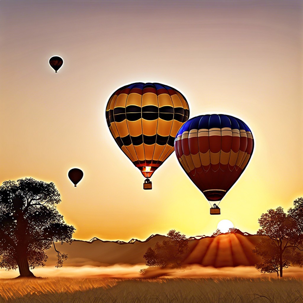 private hot air balloon ride at sunrise or sunset