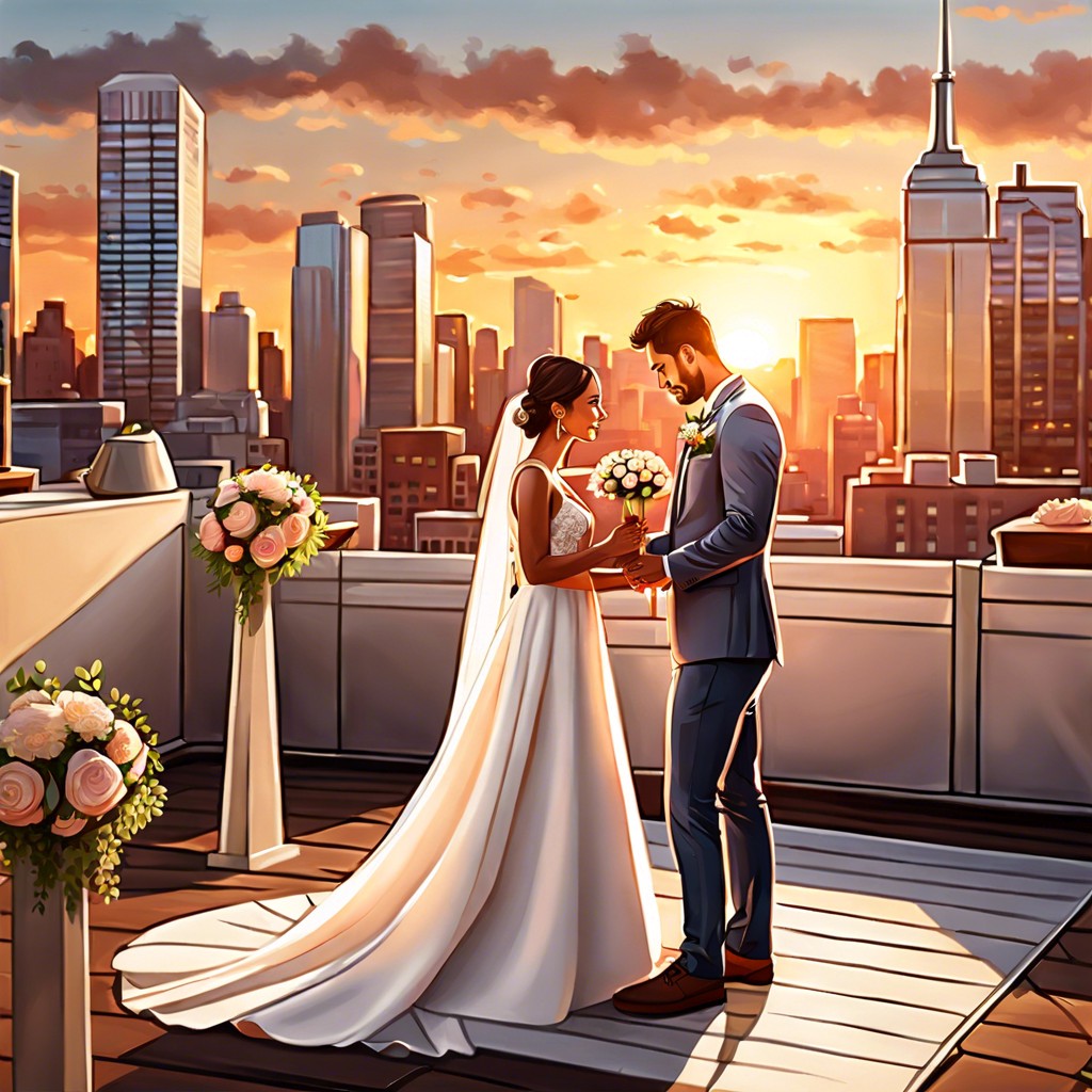 rooftop cityscape nuptials