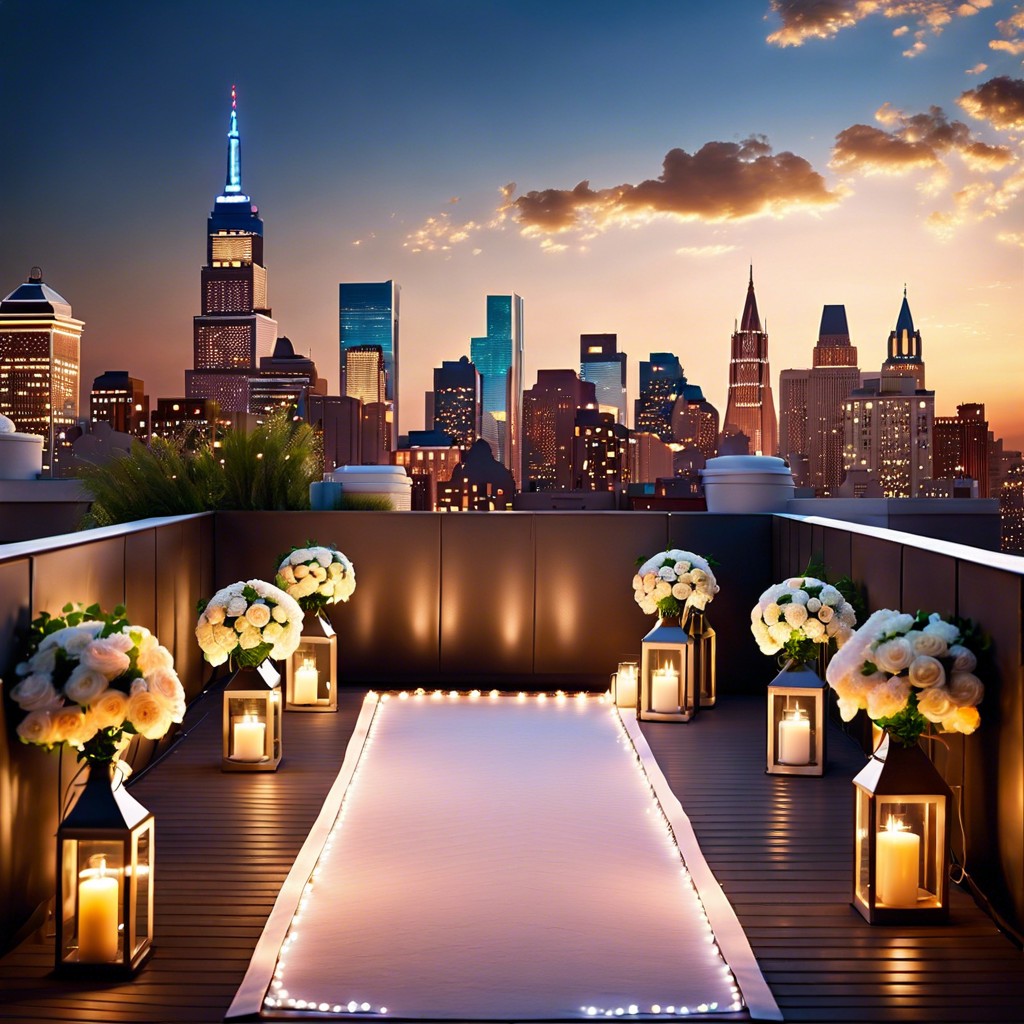 rooftop romance urban skyline views with twinkling city lights