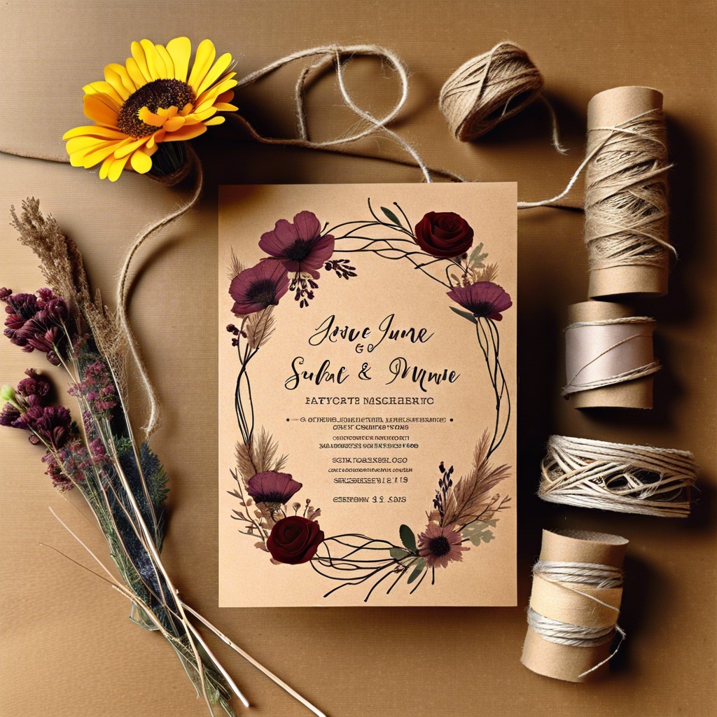 rustic kraft paper with twine and dried flower