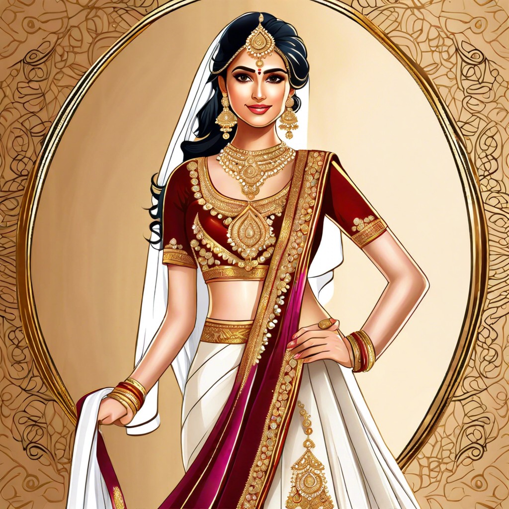 sari inspired dress with lavish gold embellishments