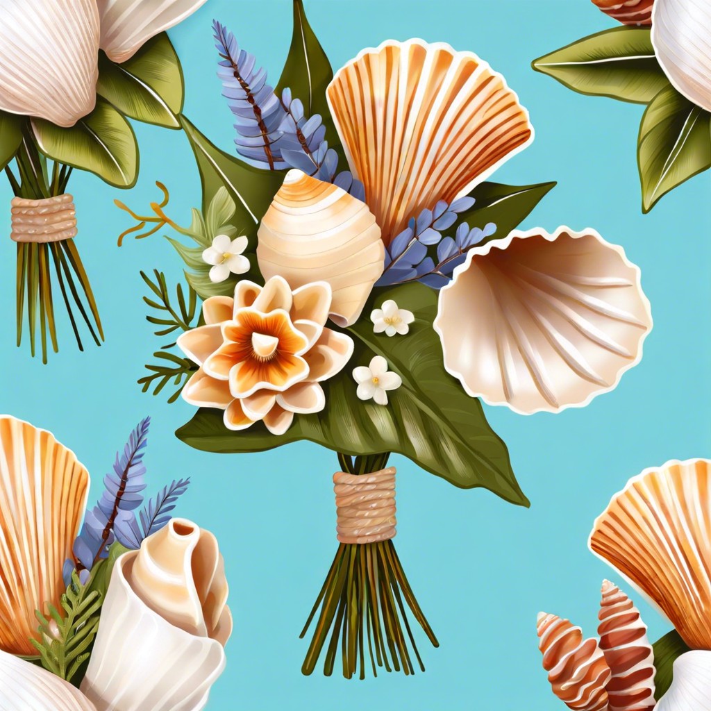 seashell bouquets and boutonnieres