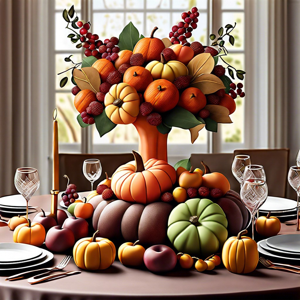 seasonal fruit as centerpieces like apples or pumpkins