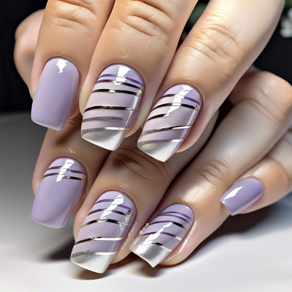 sheer lavender with thin silver stripes