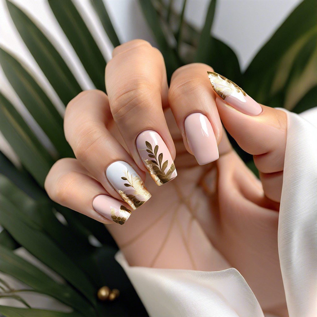 soft blush with gold foil tips