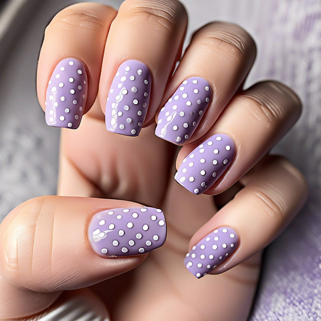 soft lavender with subtle white polka dots