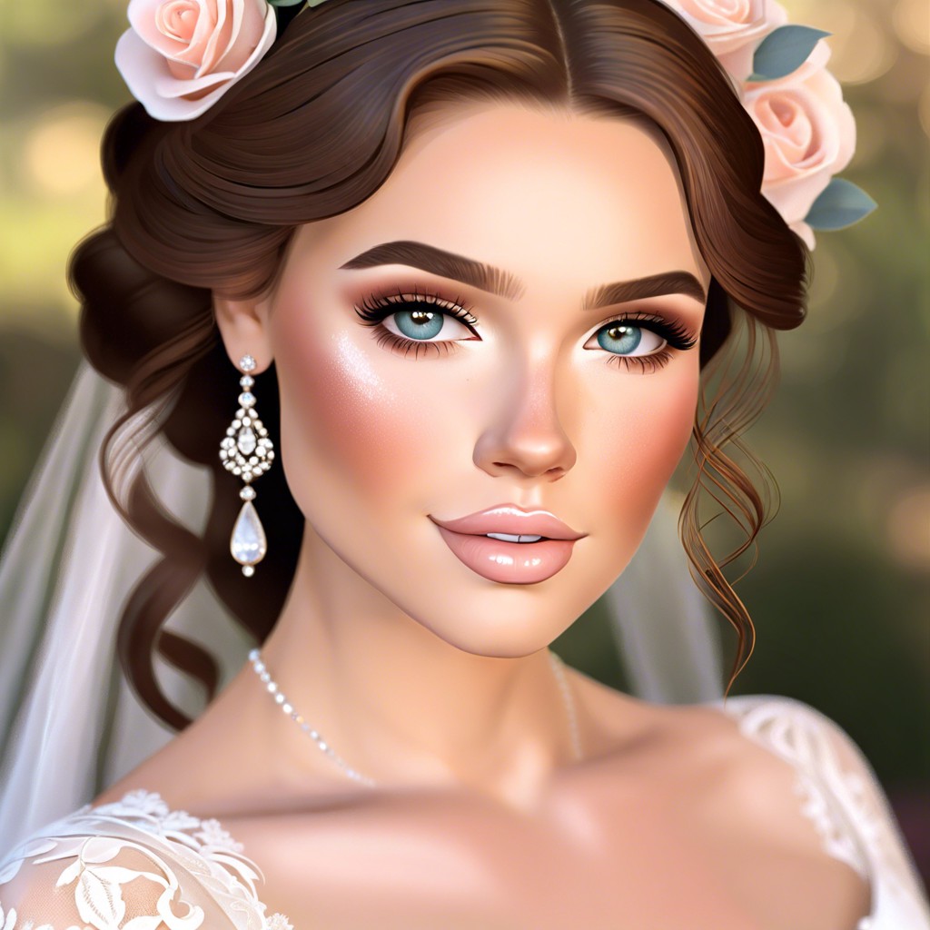 southern belle soft romantic look with light eyeshadow blush and glossy lips