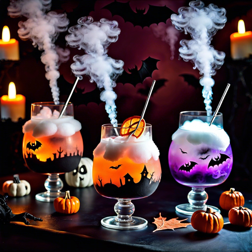 spooky cocktail hour with dry ice drinks