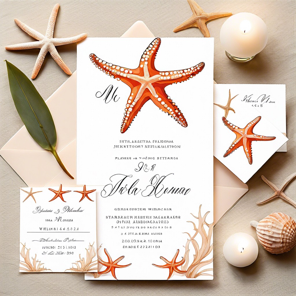 starfish invitations and place cards